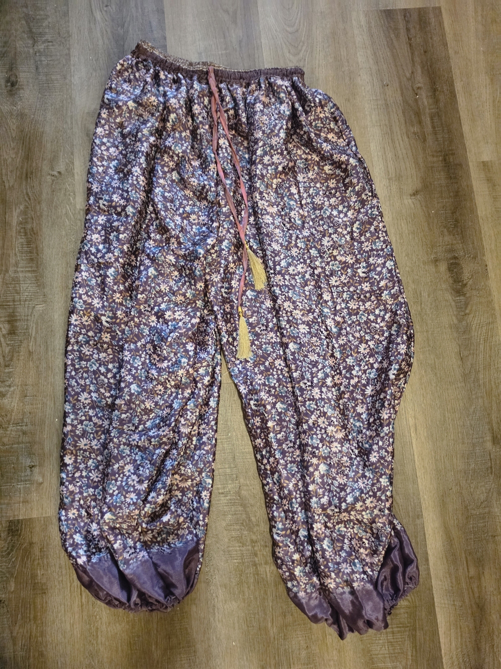 Floral Purple Elastic-Waist Harem Pants-Slik OS